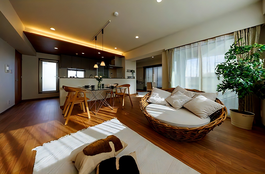 さまざまな照明でメリハリをつけたリビングの施工事例