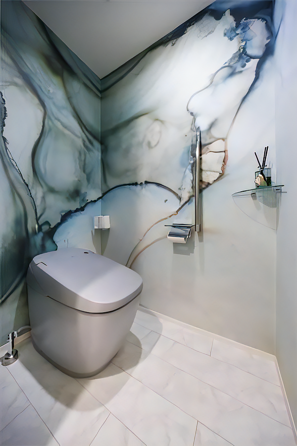 ダウンライトで陰影をつけたホテルライクなトイレの施工事例